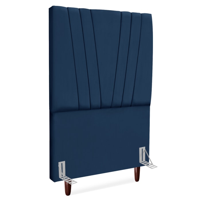 Cabeceira Solteiro 100 cm Com Frame Belgica Suede Azul Marinho Artte