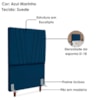 Cabeceira Solteiro 100 cm Com Frame Belgica Suede Azul Marinho Artte