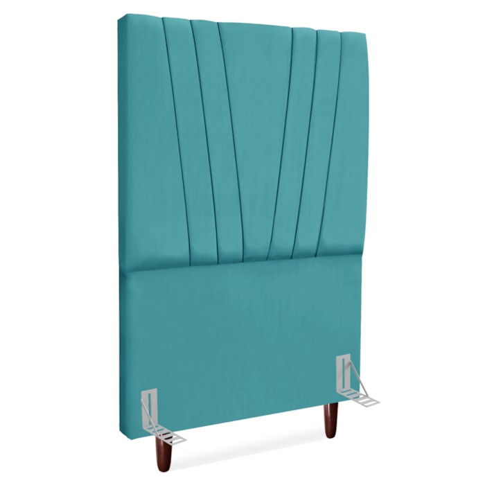Cabeceira Solteiro 100 cm Com Frame Belgica Suede Azul Turquesa Artte