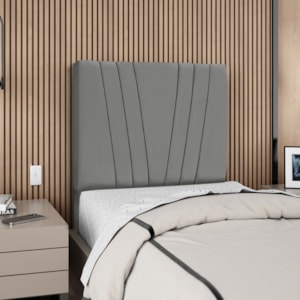 Cabeceira Solteiro 100 cm Com Frame Belgica Suede Cinza Artte