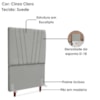 Cabeceira Solteiro 100 cm Com Frame Belgica Suede Cinza Claro Artte
