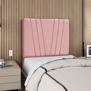 Cabeceira Solteiro 100 cm Com Frame Belgica Suede Rosa Artte