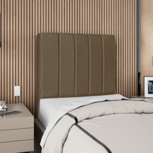 Cabeceira Solteiro 100 cm Com Frame Carla Linho Marrom Artte