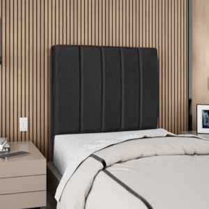 Cabeceira Solteiro 100 cm Com Frame Carla Linho Preto Artte