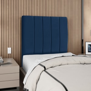 Cabeceira Solteiro 100 cm Com Frame Carla Suede Azul Marinho Artte