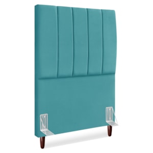 Cabeceira Solteiro 100 cm Com Frame Carla Suede Azul Turquesa
