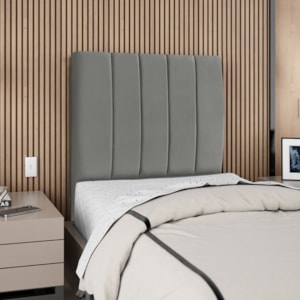 Cabeceira Solteiro 100 cm Com Frame Carla Suede Cinza Artte
