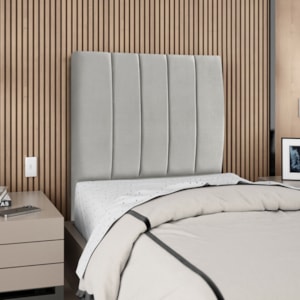 Cabeceira Solteiro 100 cm Com Frame Carla Suede Cinza Claro Artte