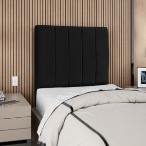 Cabeceira Solteiro 100 cm Com Frame Carla Suede Preto Artte