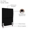Cabeceira Solteiro 100 cm Com Frame Carla Suede Preto Artte