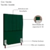 Cabeceira Solteiro 100 cm Com Frame Carla Suede Verde Artte