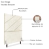 Cabeceira Solteiro 100 cm Com Frame Cristal Boucle Bege Artte