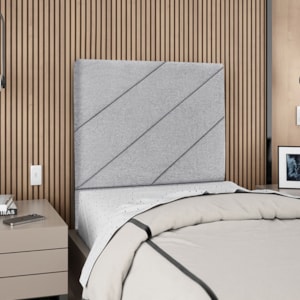 Cabeceira Solteiro 100 cm Com Frame Cristal Boucle Cinza Artte