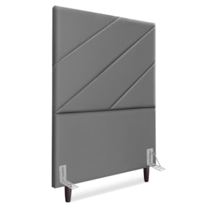 Cabeceira Solteiro 100 cm Com Frame Cristal Corino Cinza Artte
