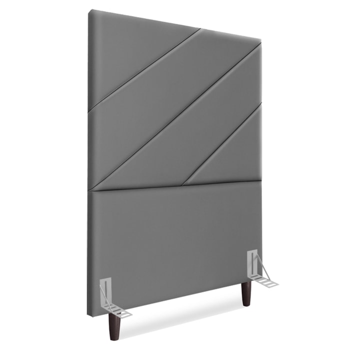 Cabeceira Solteiro 100 cm Com Frame Cristal Corino Cinza Artte