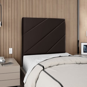 Cabeceira Solteiro 100 cm Com Frame Cristal Corino Marrom Artte