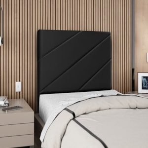 Cabeceira Solteiro 100 cm Com Frame Cristal Corino Preto Artte