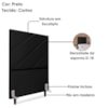 Cabeceira Solteiro 100 cm Com Frame Cristal Corino Preto Artte