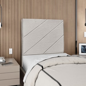 Cabeceira Solteiro 100 cm Com Frame Cristal Linho Cinza Artte