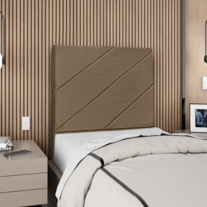 Cabeceira Solteiro 100 cm Com Frame Cristal Linho Marrom Artte