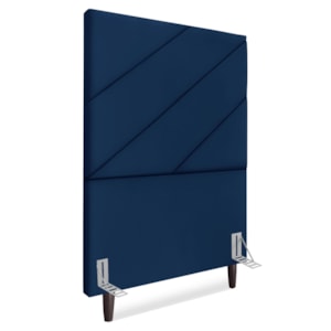 Cabeceira Solteiro 100 cm Com Frame Cristal Suede Azul Marinho Artte