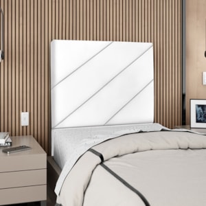 Cabeceira Solteiro 100 cm Com Frame Cristal Suede Branco Artte