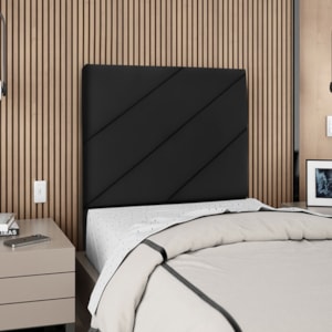 Cabeceira Solteiro 100 cm Com Frame Cristal Suede Preto Artte