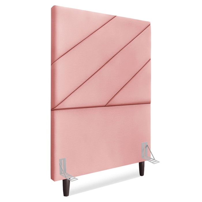 Cabeceira Solteiro 100 cm Com Frame Cristal Suede Rosa Artte