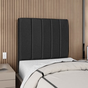 Cabeceira Solteiro 100 cm Com Frame Dalia Linho Preto Artte