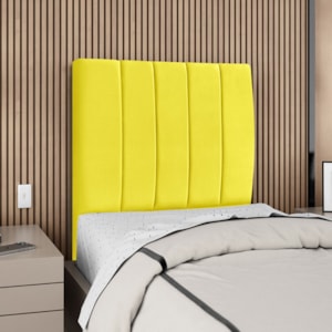 Cabeceira Solteiro 100 cm Com Frame Dalia Suede Amarelo Artte