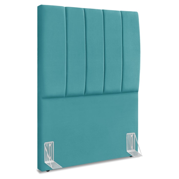 Cabeceira Solteiro 100 cm Com Frame Dalia Suede Azul Turquesa Artte