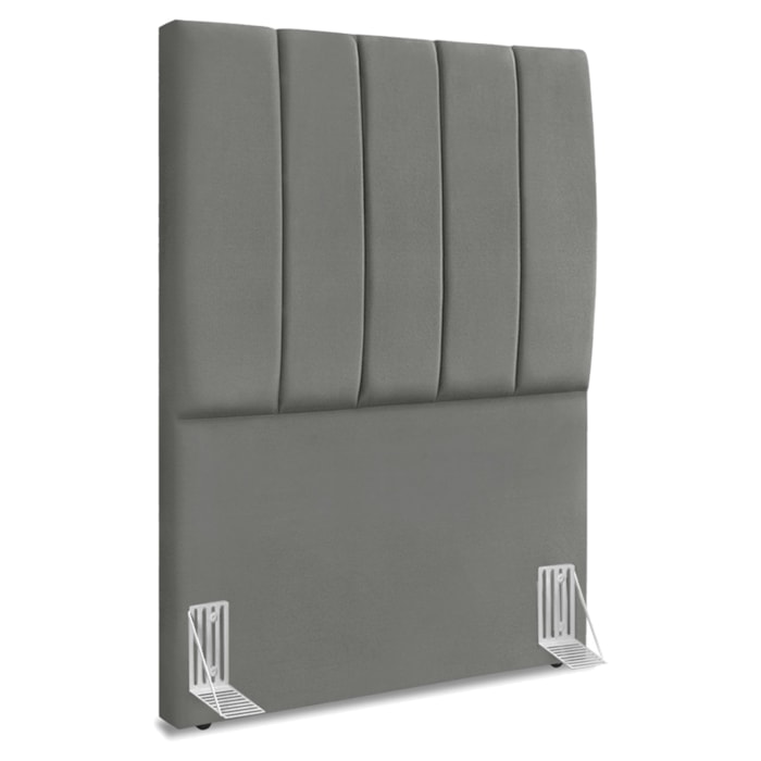 Cabeceira Solteiro 100 cm Com Frame Dalia Suede Cinza Artte