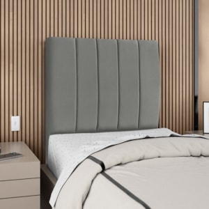 Cabeceira Solteiro 100 cm Com Frame Dalia Suede Cinza Artte