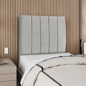 Cabeceira Solteiro 100 cm Com Frame Dalia Suede Cinza Claro Artte