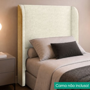 Cabeceira Solteiro 100 cm Com Frame Imperial Boucle Creme Corino Whisky IMPO