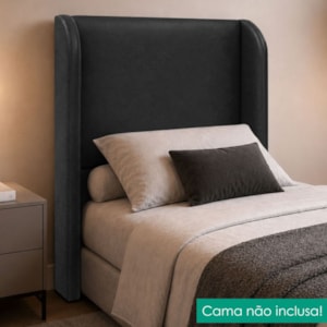 Cabeceira Solteiro 100 cm Com Frame Imperial Corino Preto IMPO