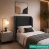 Cabeceira Solteiro 100 cm Com Frame Imperial Corino Preto IMPO