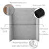 Cabeceira Solteiro 100 cm Com Frame Imperial Linho Cinza IMPO