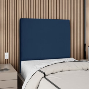 Cabeceira Solteiro 100 cm Com Frame Luna Suede Azul Marinho Artte