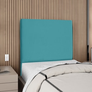 Cabeceira Solteiro 100 cm Com Frame Luna Suede Azul Turquesa Artte