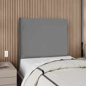 Cabeceira Solteiro 100 cm Com Frame Luna Suede Cinza Artte