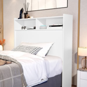 Cabeceira Solteiro 2 Nichos MDF 95 cm Melissa Branco Decmade