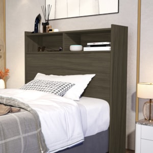 Cabeceira Solteiro 2 Nichos MDF 95 cm Melissa Castanho Decmade
