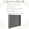 Cabeceira Solteiro 88 cm Barcell Veludo Cinza Soon