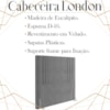 Cabeceira Solteiro 88 cm London Veludo Cinza Soon