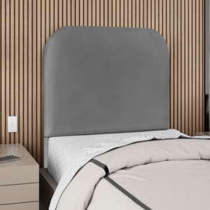Cabeceira Solteiro 90 cm Com Frame Alana Corino Cinza Artte