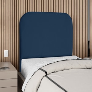 Cabeceira Solteiro 90 cm Com Frame Alana Suede Azul Marinho Artte