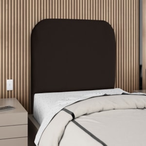 Cabeceira Solteiro 90 cm Com Frame Alana Suede Marrom Artte