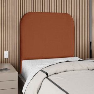 Cabeceira Solteiro 90 cm Com Frame Alana Suede Terracota Artte