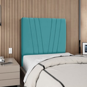 Cabeceira Solteiro 90 cm Com Frame Belgica Suede Azul Turquesa Artte